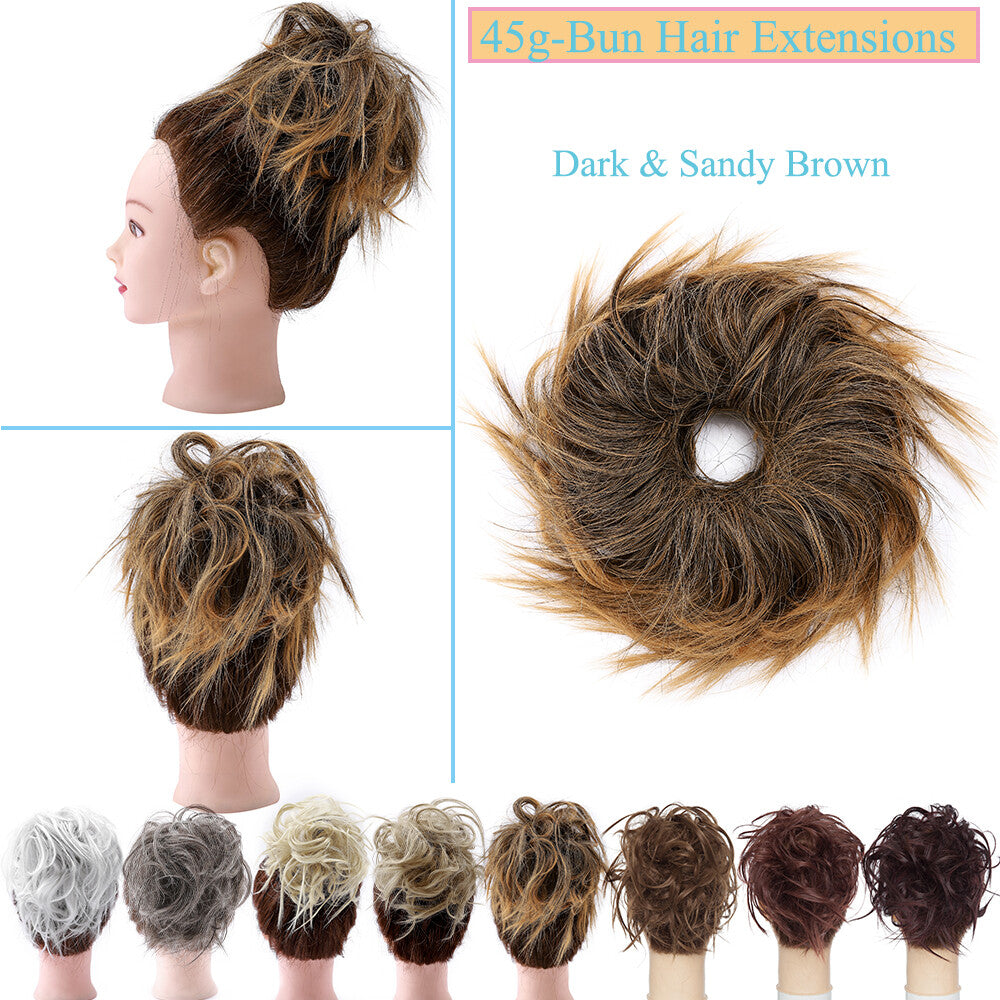 Large Messy Bun Hair Extension - Voluminous Synthetic Ponytail Wrap