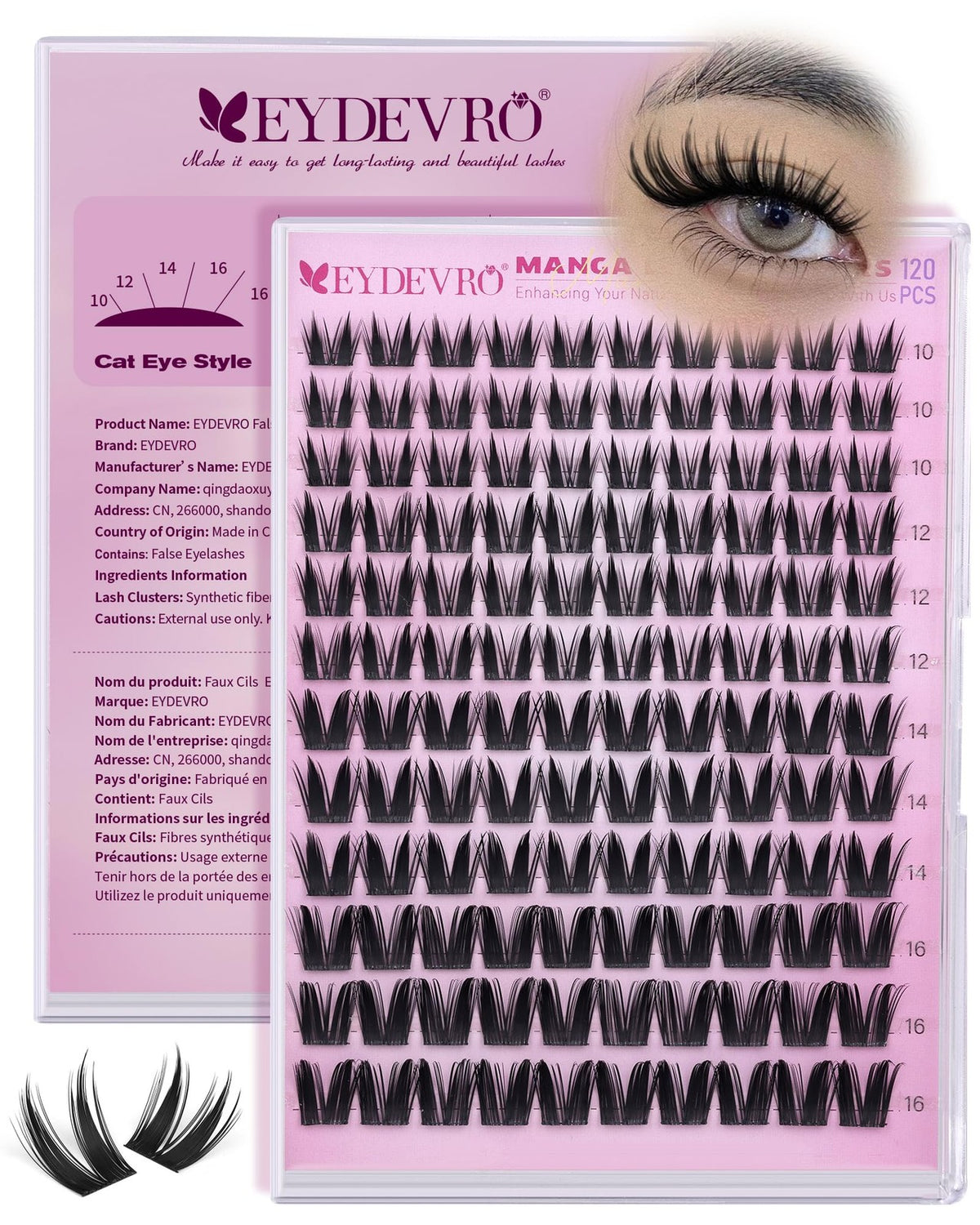 Anime Style Lash Clusters - Wet Look Fairy Wispy False Eyelashes 120 Pcs