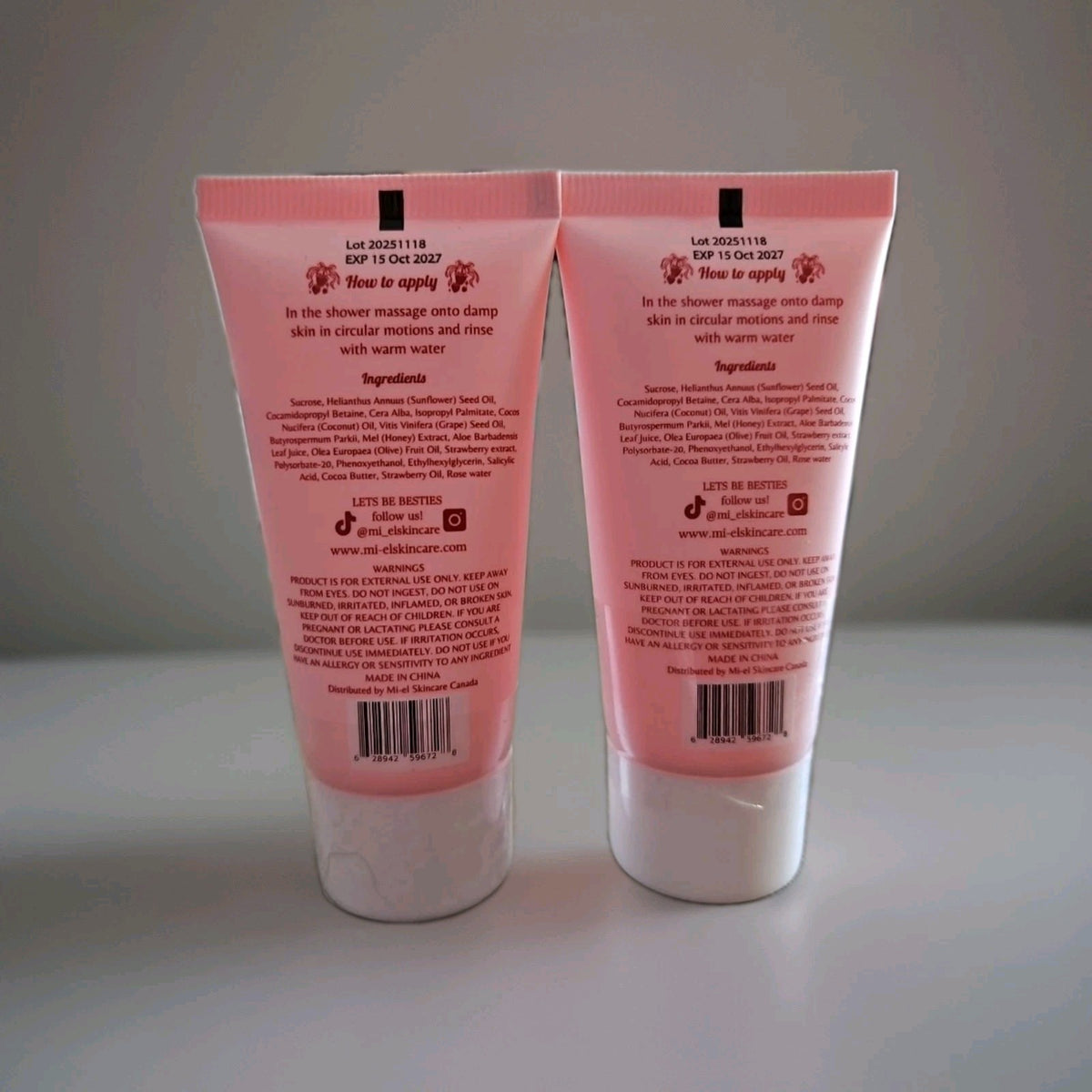 2X Mi-el Strawberry Kiss Sugar Scrub Salicylic Acid Extract 32ml Each