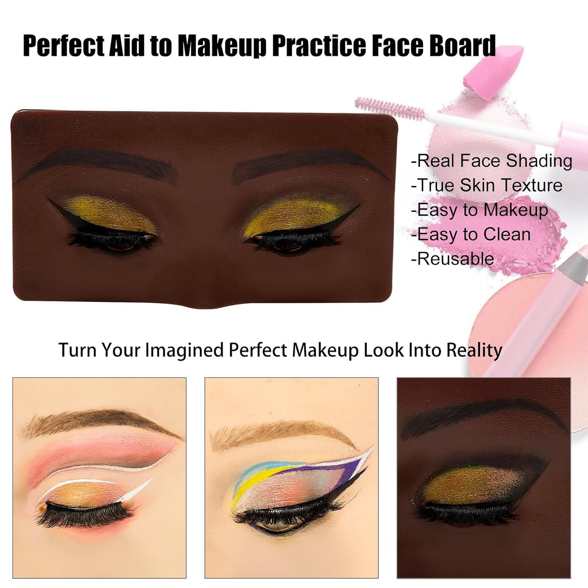 3D Silicone Eye Makeup Practice Board for Beginners - Reusable Face Model