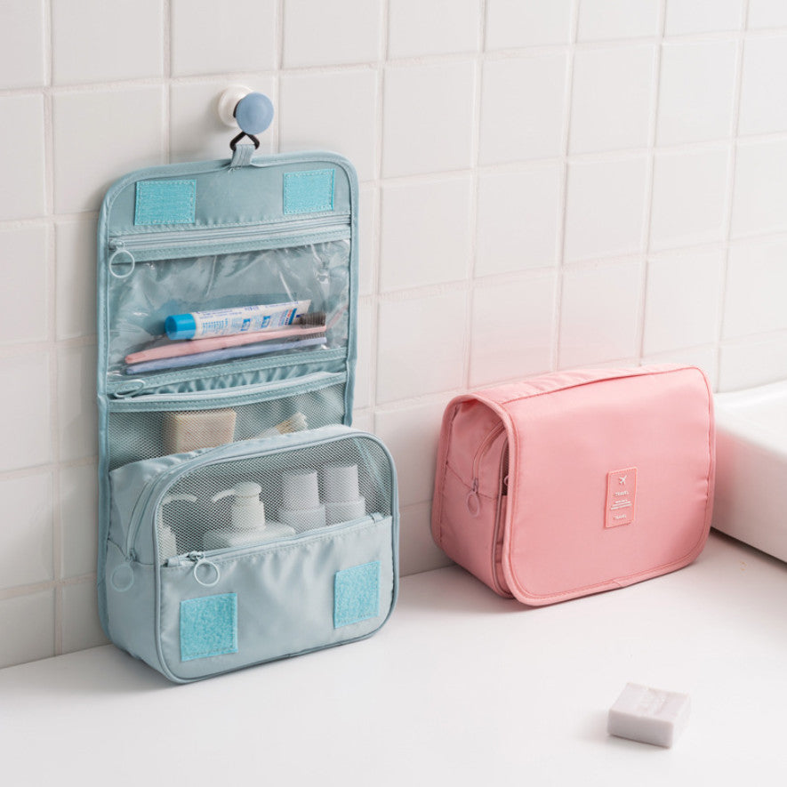 Travel Makeup Organizer Hanging Bag with Multi Mesh Pouches and Waterproof Exterior
