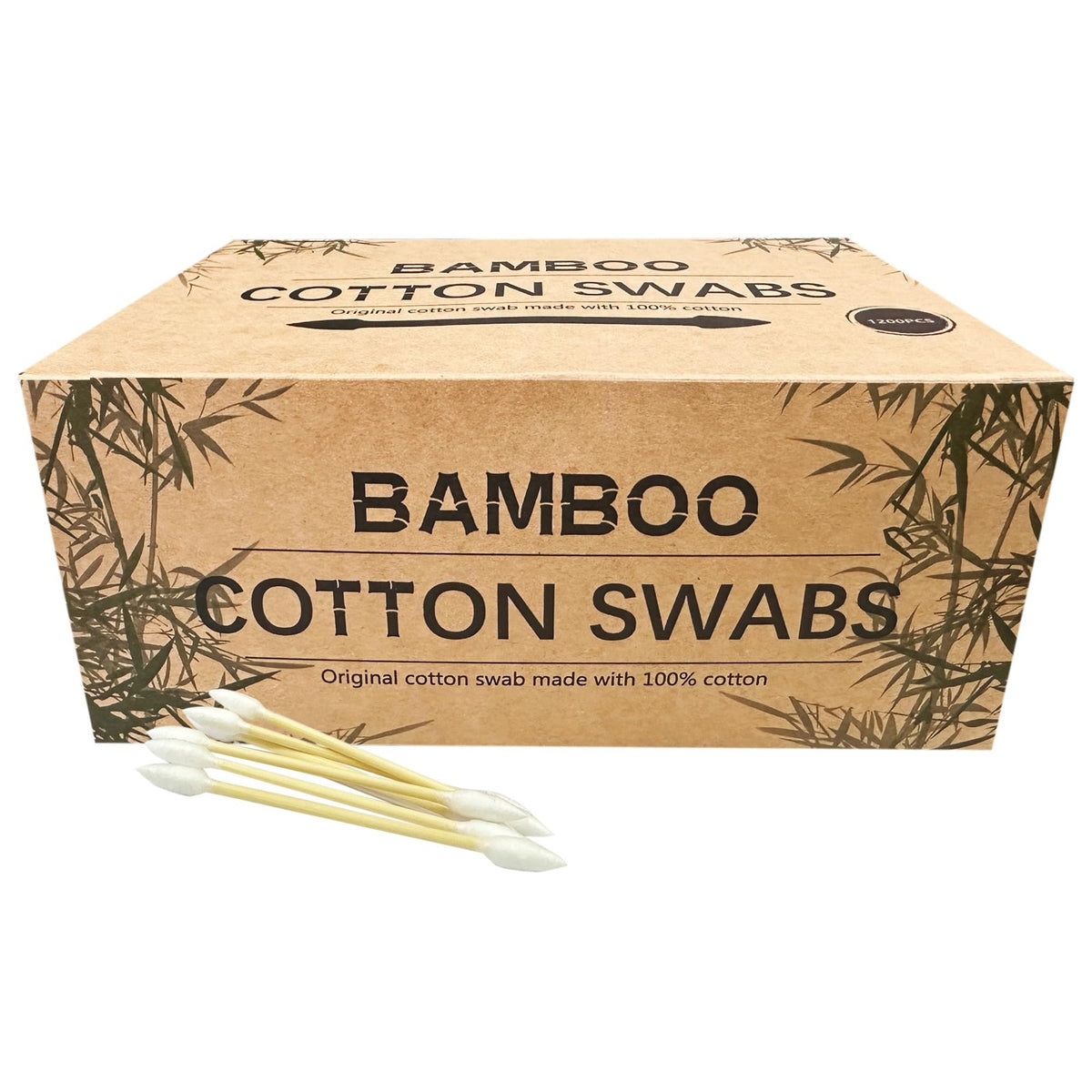 Precision Tip Bamboo Cotton Swabs 1200 Pcs - Makeup-Grade, Double-Pointed
