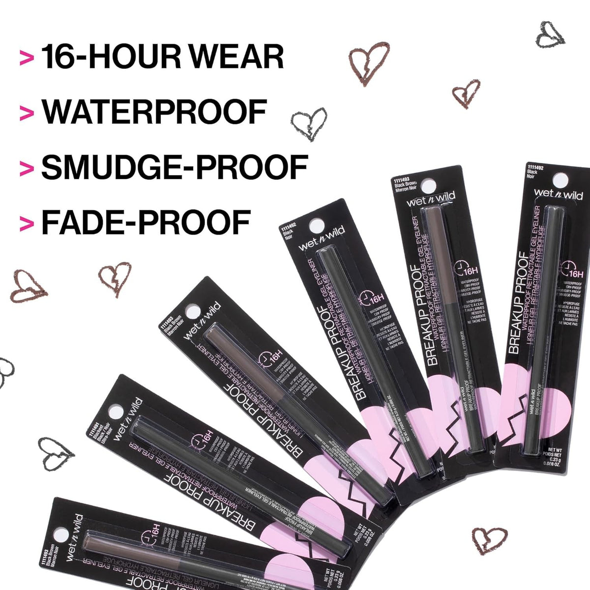 Long-Lasting Waterproof Gel Eyeliner - Retractable, Smudge-Proof, 0.1oz