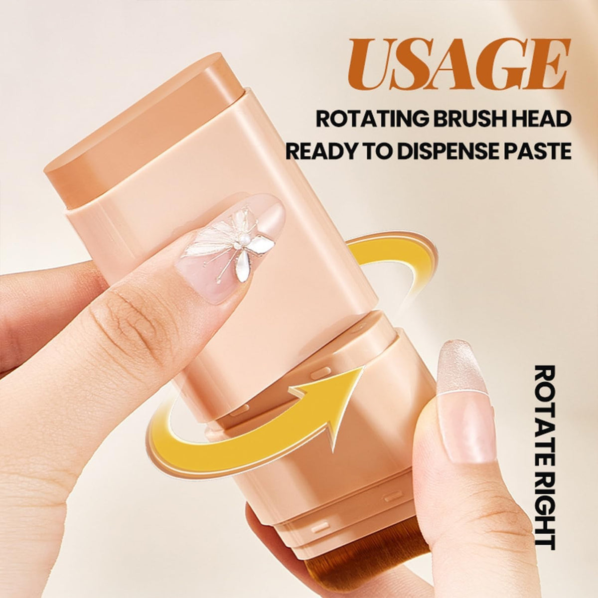 Dual-Ended Foundation and Concealer Stick with Brush for Easy Makeup Touch-Ups