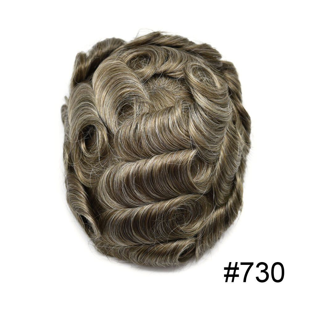 French Lace Front Mens Hair Toupee with Poly PU Base - Natural Hair Replacement System