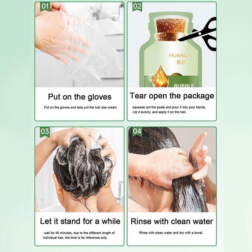 Natural Plant Hair Dye Shampoo for Gray Hair Coverage - Black, 1 Fl Oz