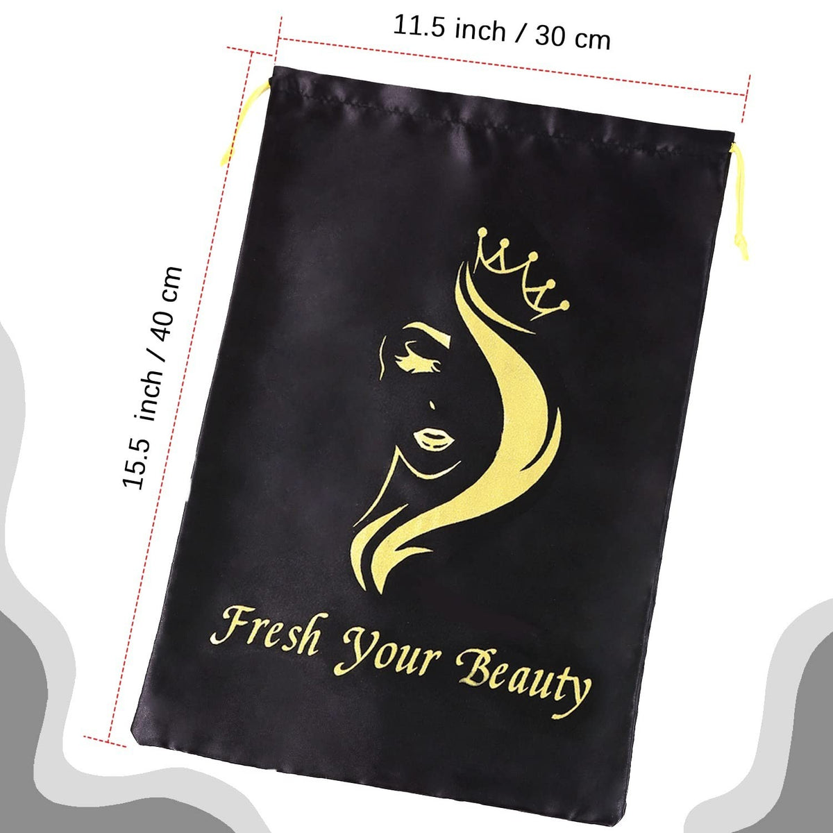 Silk Satin Hair Extension & Wig Storage Bags with Drawstring - 6 Pack