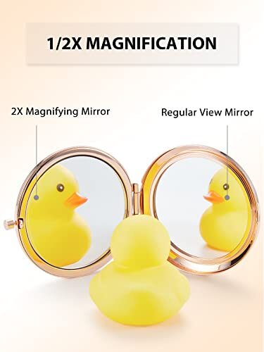 Portable Makeup Mirror 1x/2x Magnification Compact for Handbag Travel