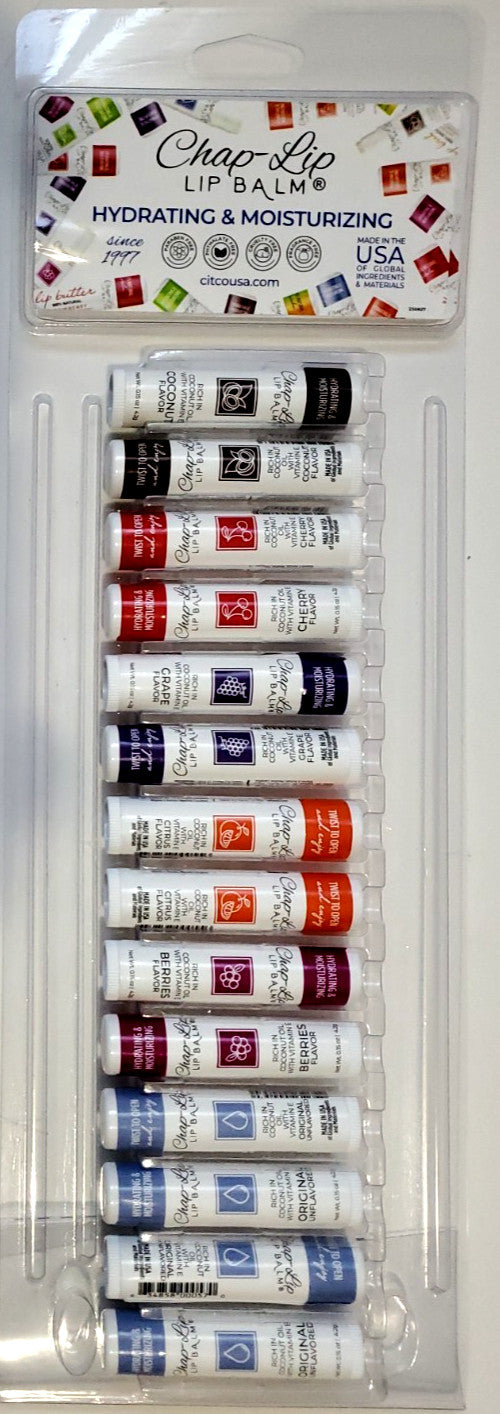 Chap Lip 14-Pack Assorted Flavored Lip Balm Set - USA