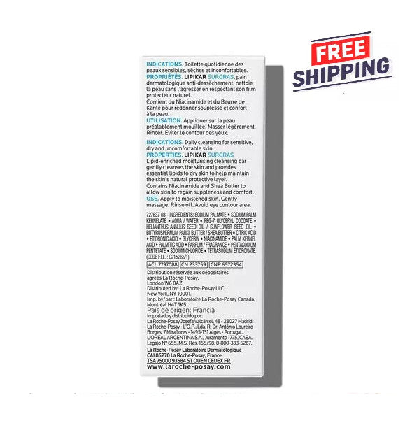 Lipikar Surgras Cleansing Soap Bar 150g for Dry & Sensitive Skin