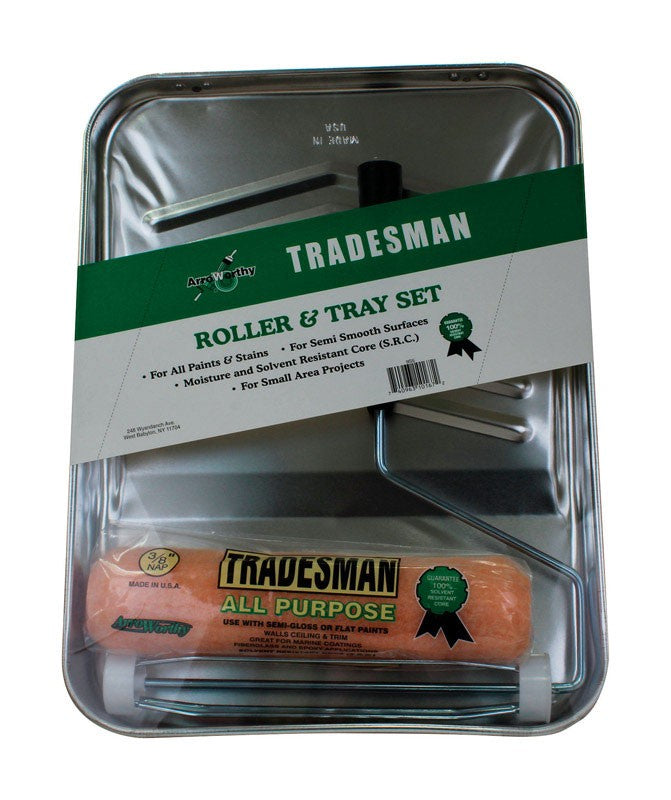 Tradesman Premium Paint Roller & Plastic Tray Set - 9 x 3/8 in.