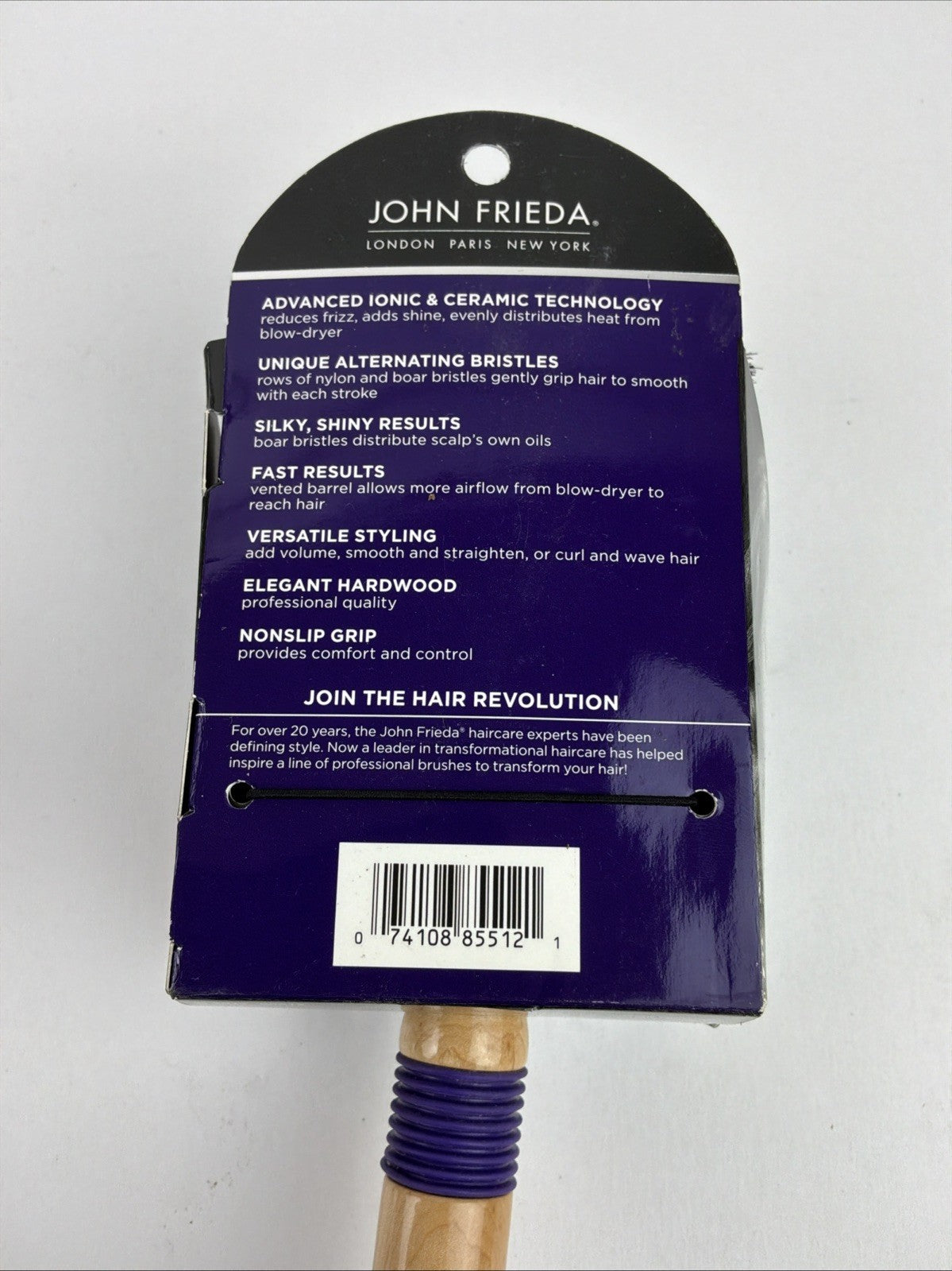 John Frieda Frizz Ease Round Boar Bristle Styling Brush - Vented, New