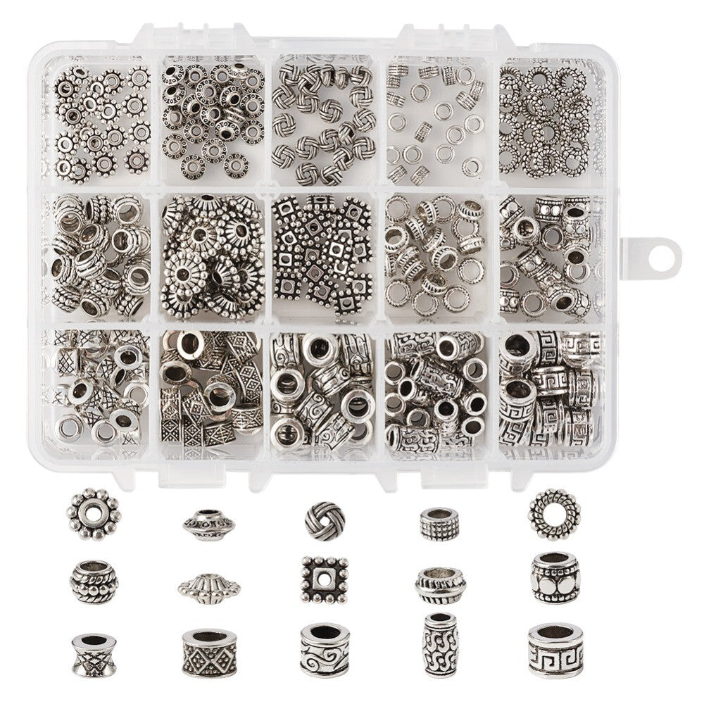 300 Piece Tibetan Style Alloy Dreadlock Beads Small and Medium