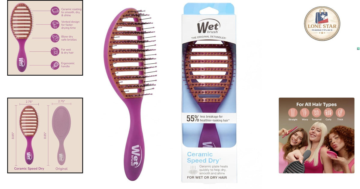 Heat-Resistant Purple Hair Brush for Fast Drying & Gentle Detangling