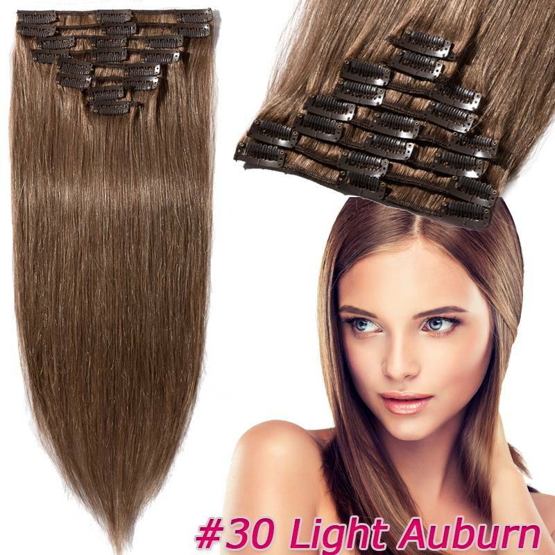 Clip In Human Hair Extensions Full Head 7 or 8 Pieces Remy Hair
