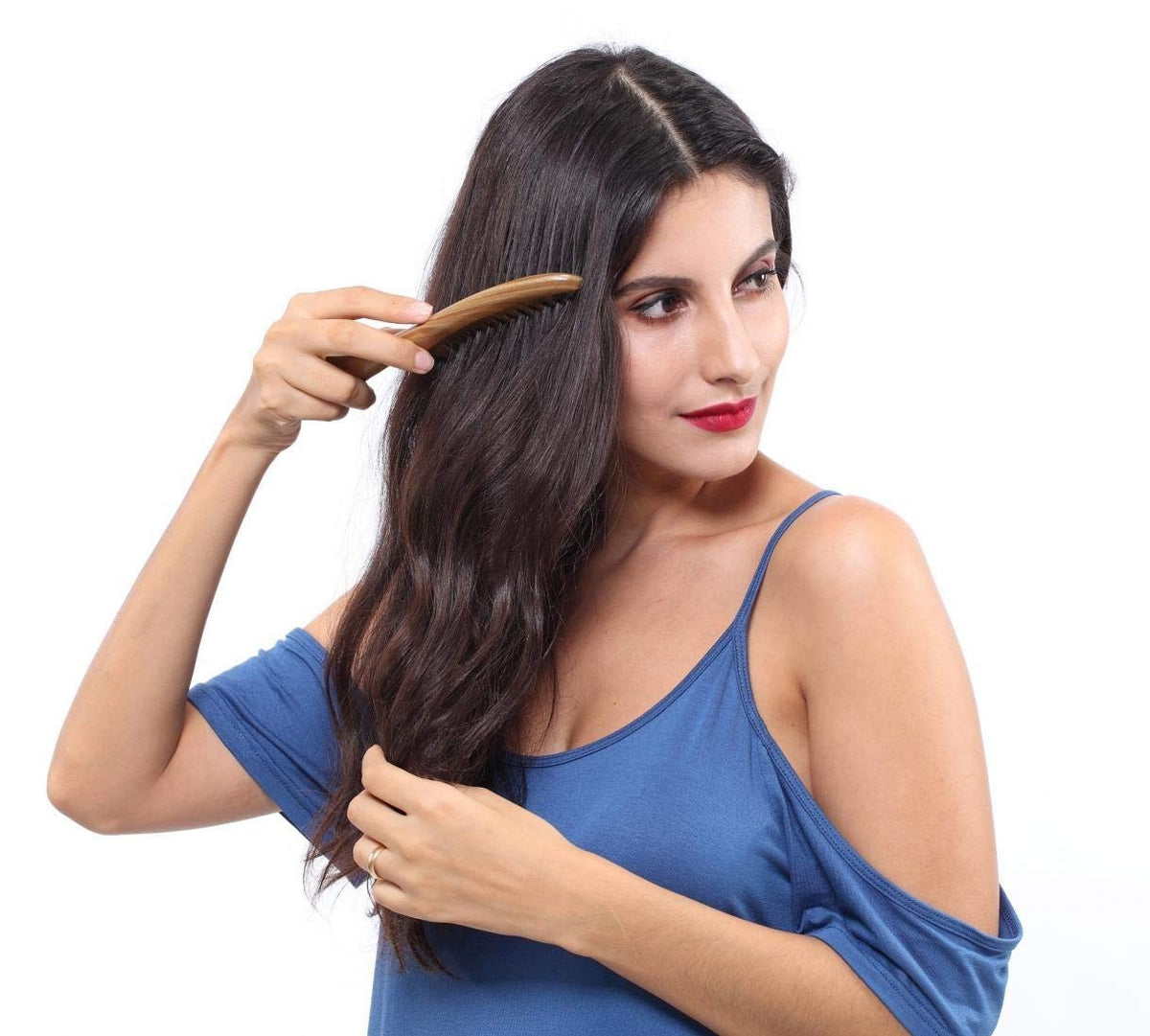 Natural Wooden Wide Tooth Comb for Curly Hair - Reduces Snagging & Breakage