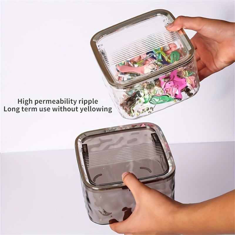 Acrylic Jewelry & Hair Tie Storage Box with Lid - Dustproof Organizer 5.51 Inch