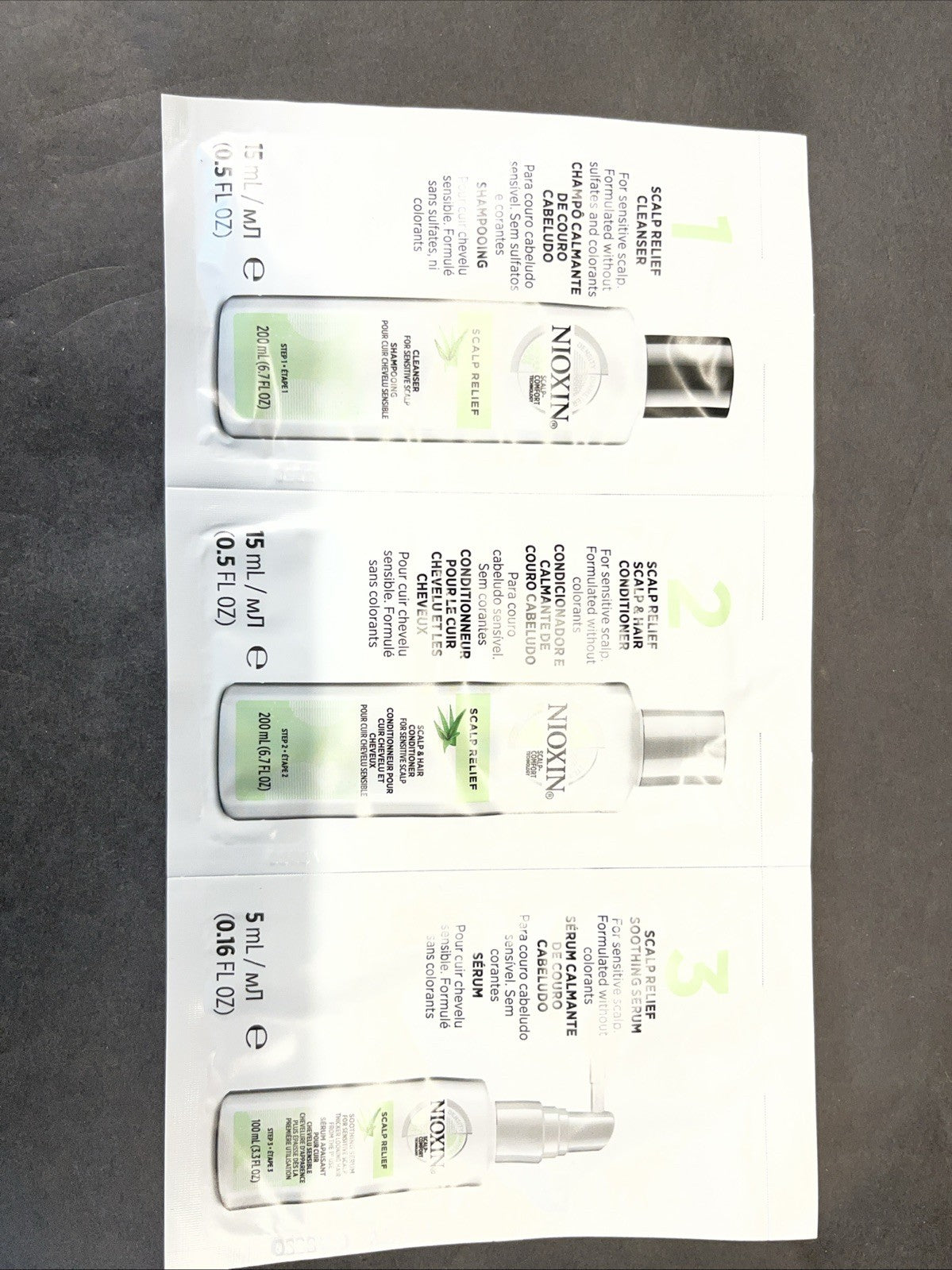 NIOXIN Scalp Relief Cleanser, Conditioner, Soothing Serum 5-Sample