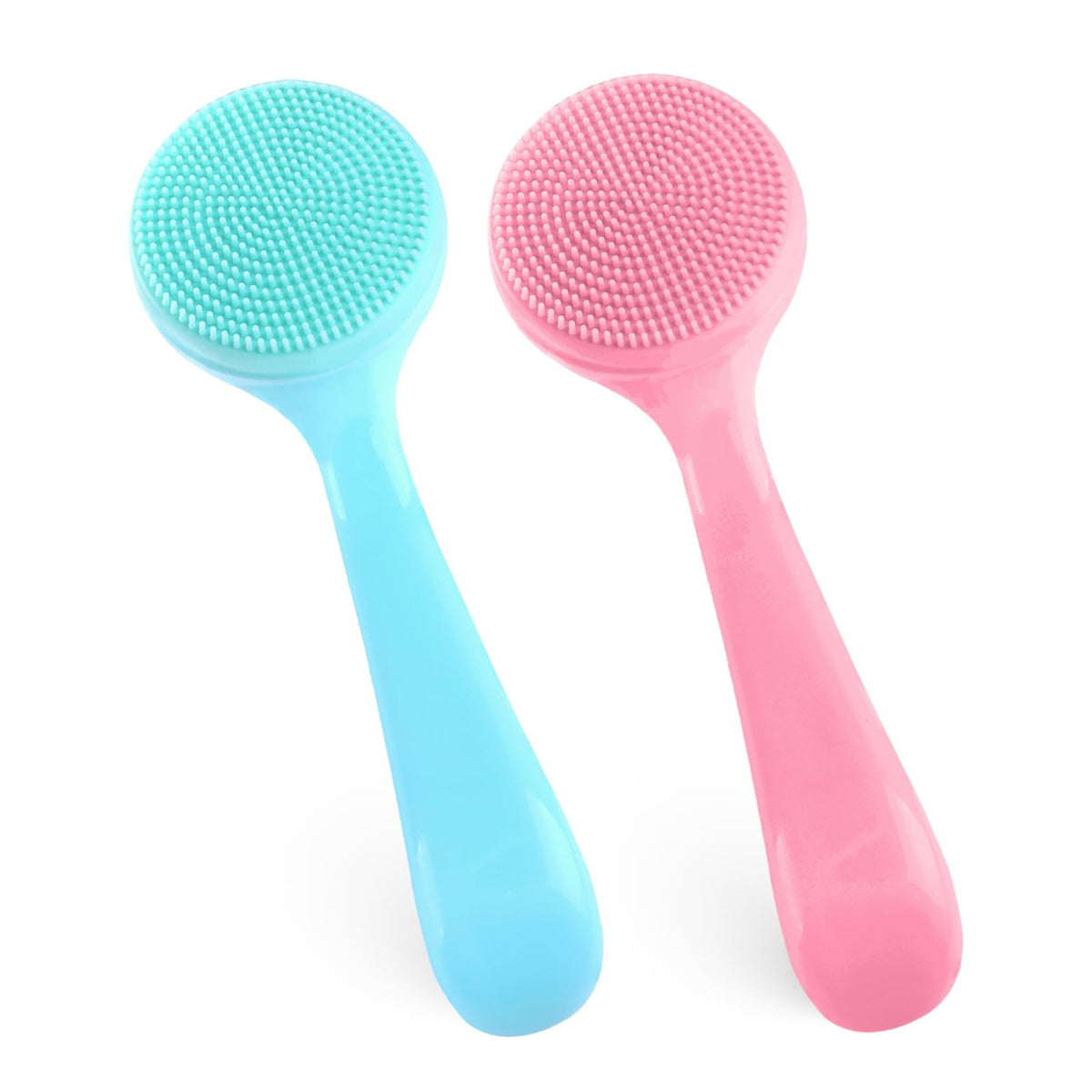 Silicone Facial Scrubbing Brushes 2-Pack Blue & Pink Skin Care Tools