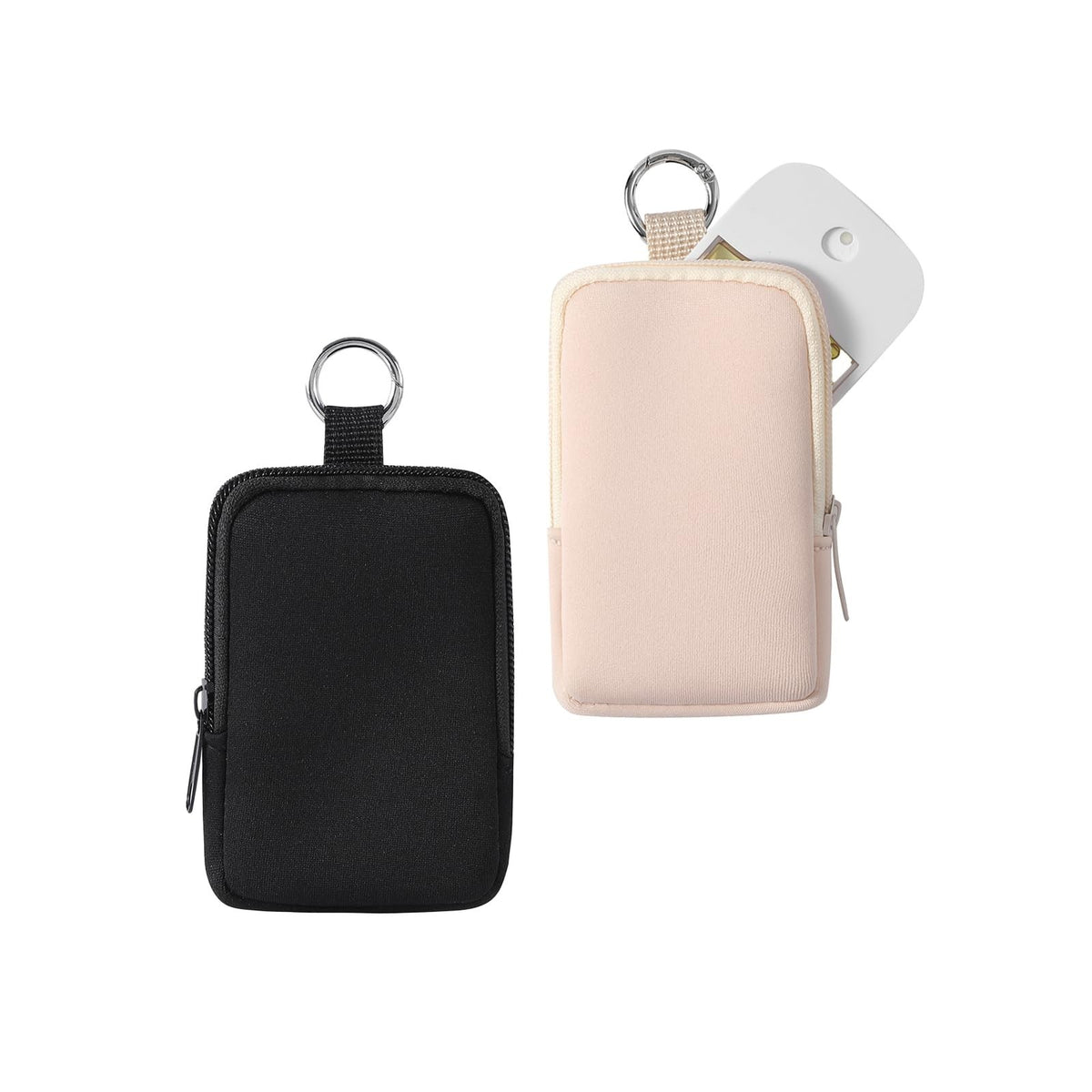 Mini Neoprene Makeup Bag Set with Zipper and Clip - Small Travel Organizer