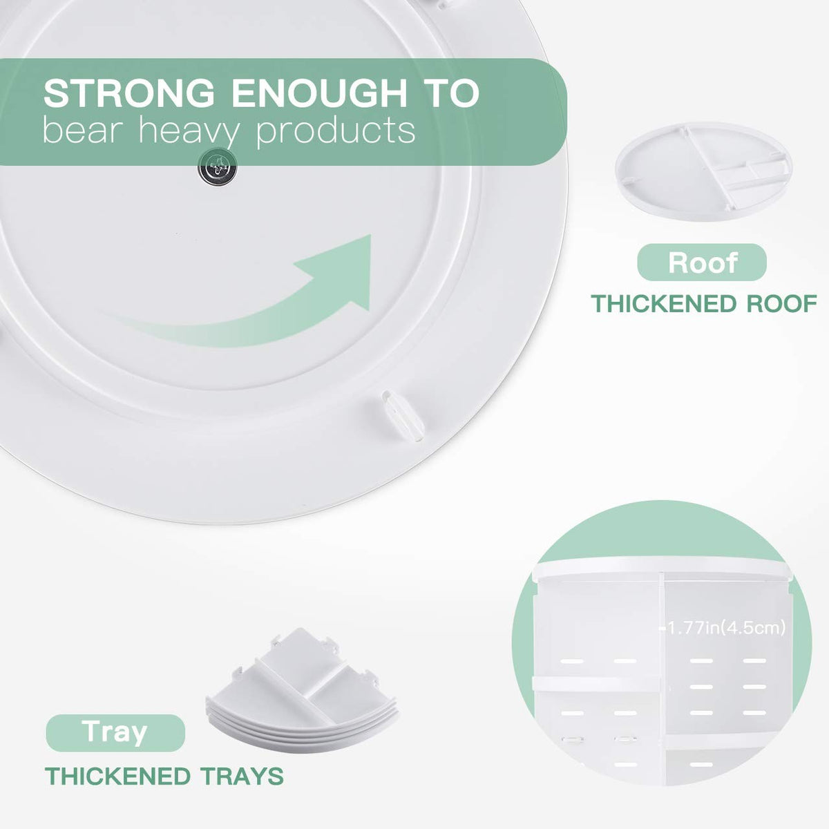 Rotating Makeup Organizer with Adjustable Trays - Large Capacity Cosmetic Storage Box