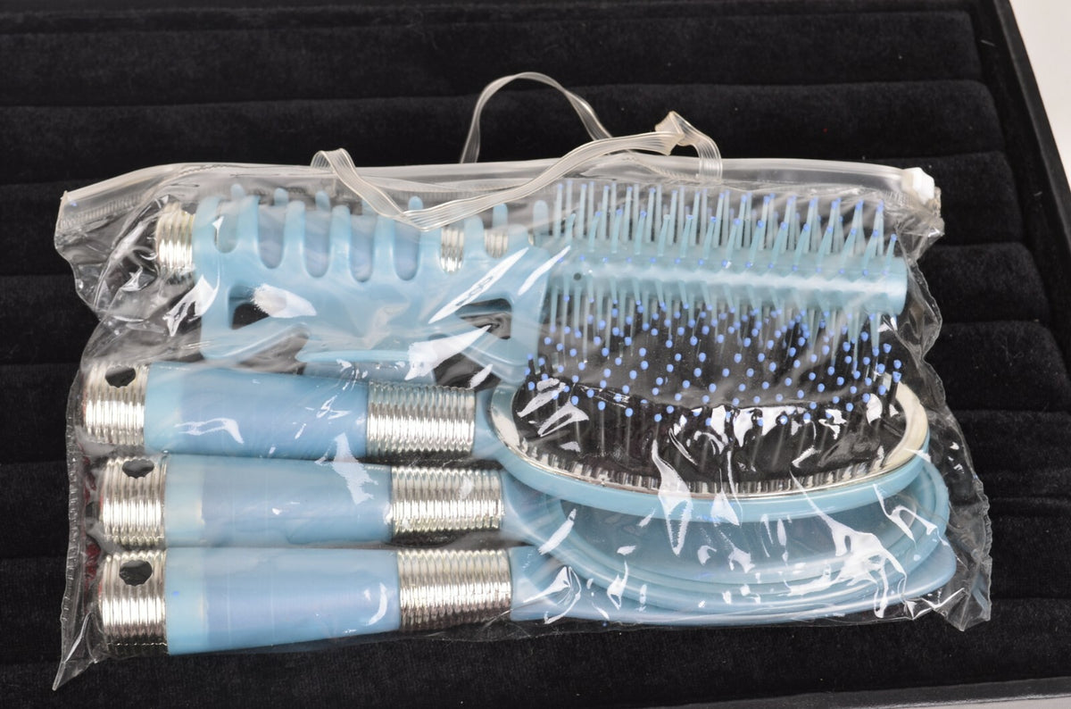 Gift Set Hair Styling Tools with Comb Brush Curling Iron Mirror Clip - Multi Color