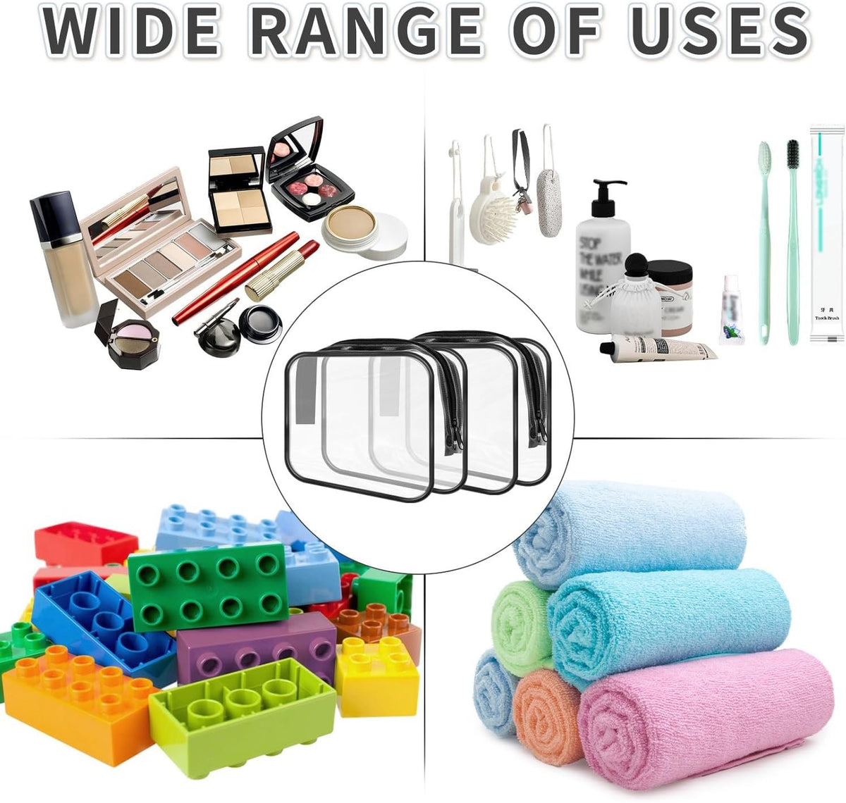 16 Pack Clear TSA Approved Travel Toiletry Bags Waterproof Organizer