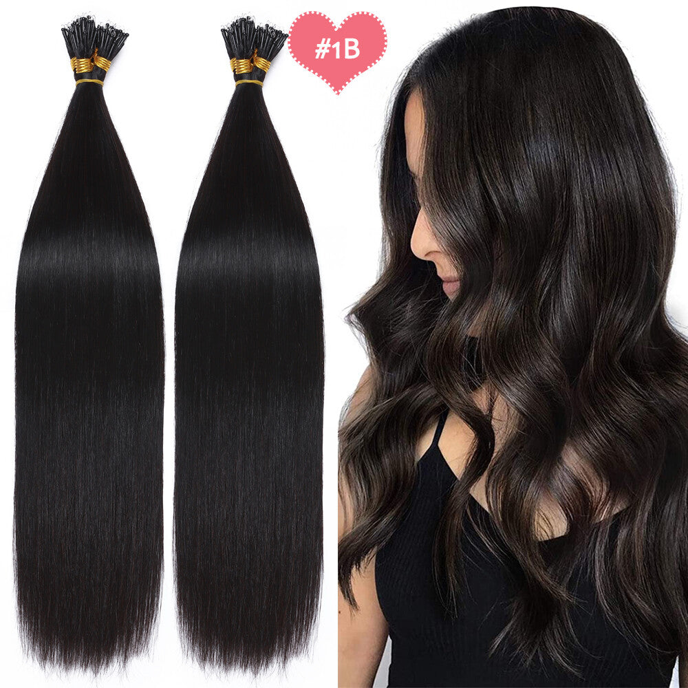 Beads Hair Extensions Nano Bean Remy Micro Loop Link I Tip - Multiple Colors & Lengths