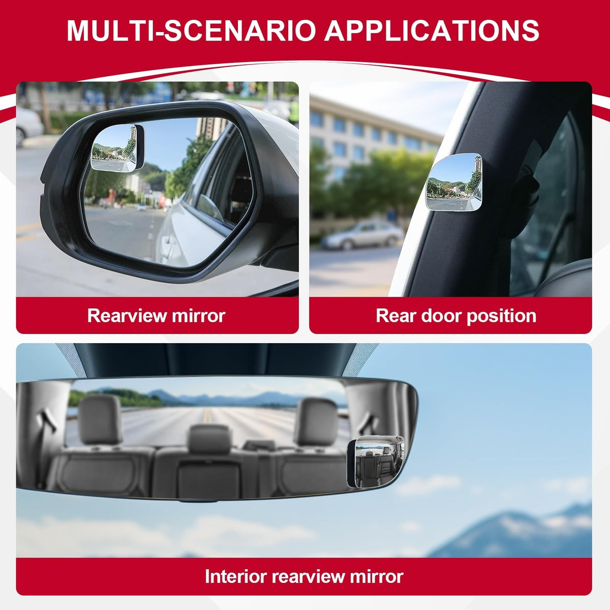 Car Blind Spot Mirrors Pack of 2 HD Glass Convex Wide-Angle Rear View Mirrors