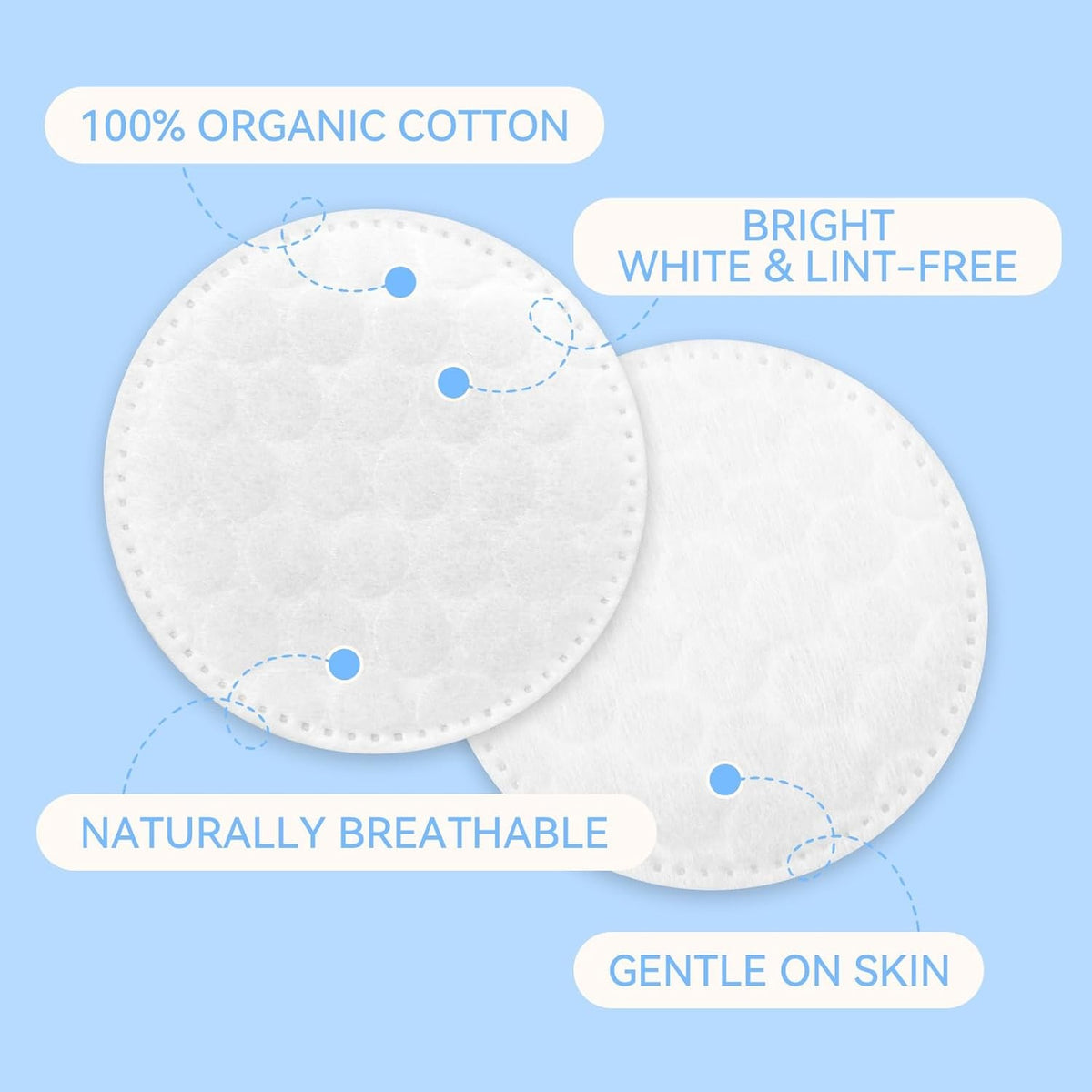 Cotton Rounds for Face Makeup Remover Pads 500 Count Hypoallergenic
