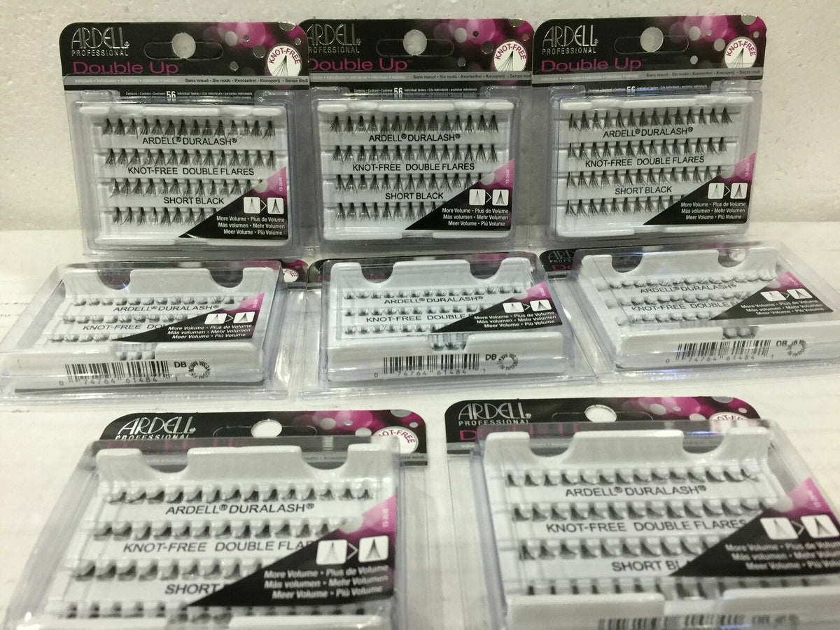 Double Individual False Eyelashes - Knot-Free, Long, Medium & Short Sets