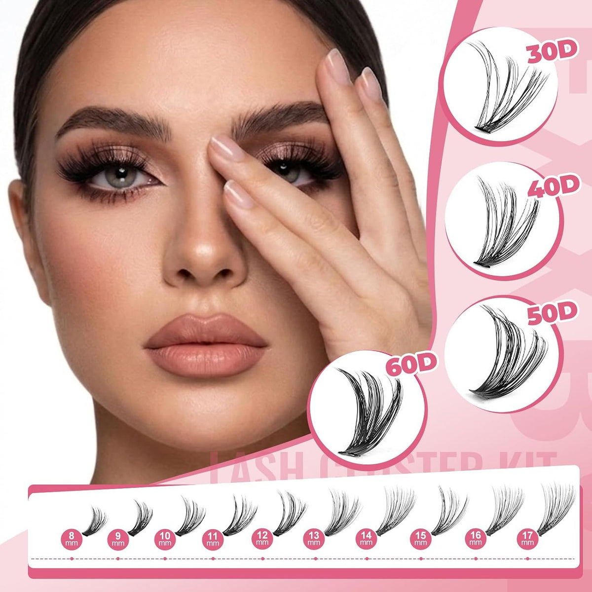 DIY Eyelash Clusters Kit 800pcs with Bond, Seal, Tweezers & Remover