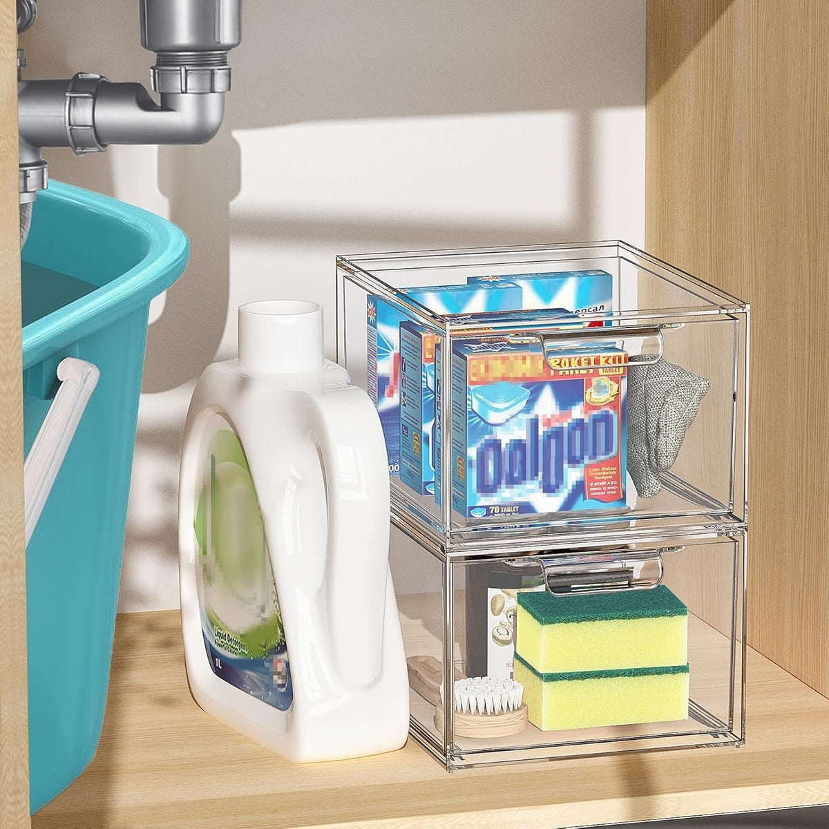 Transparent Plastic Drawer Organizer with Handles - Multipurpose Storage Box 5.5 x 7.5 x 4.4 in