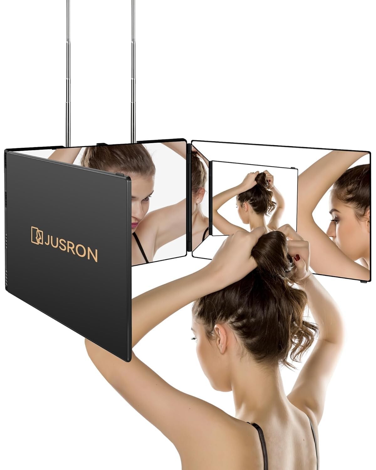 Self Hair Cutting Mirror with 360° Viewing, Anti-Fog HD Glass, Wall & Table Mount