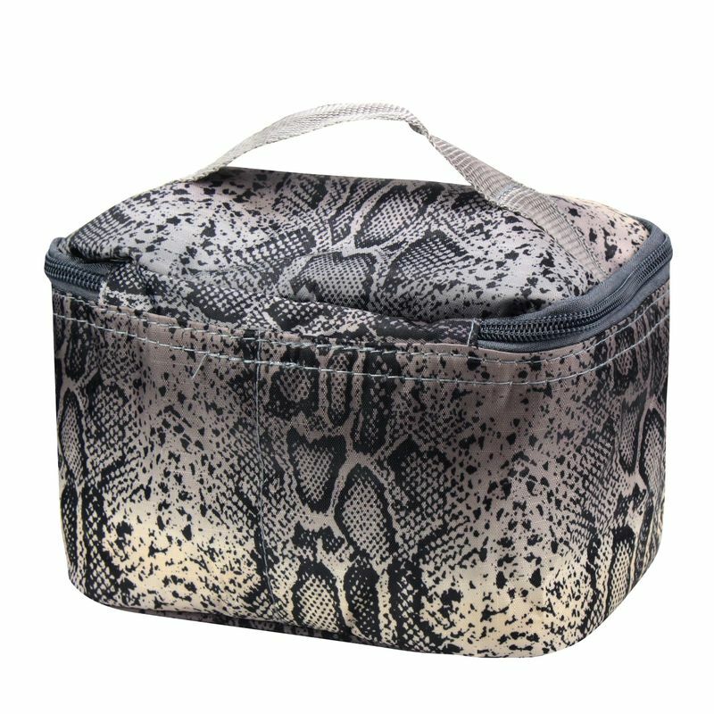 Small Cosmetic Bag with Mirror and Brush Holder - Travel Makeup Organizer
