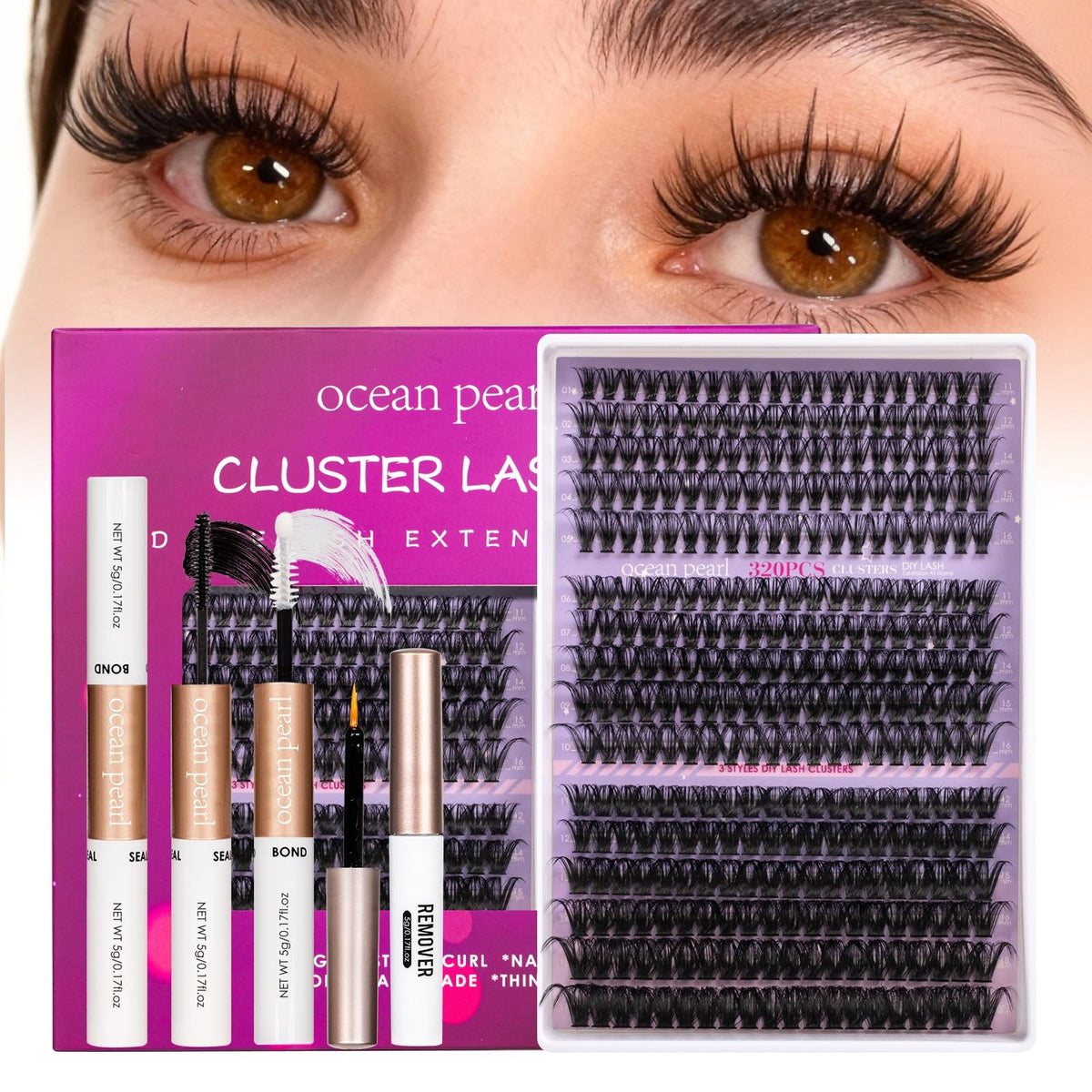 Lash Clusters Kit with 320 Pieces 11-20mm DIY Eyelash Extensions - Natural & Dramatic Looks