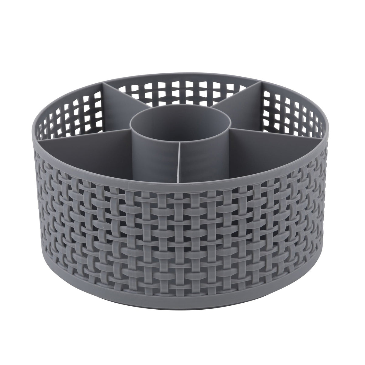 Extra Large Rotating Makeup Organizer Gray - 6 Compartments, Sturdy Plastic
