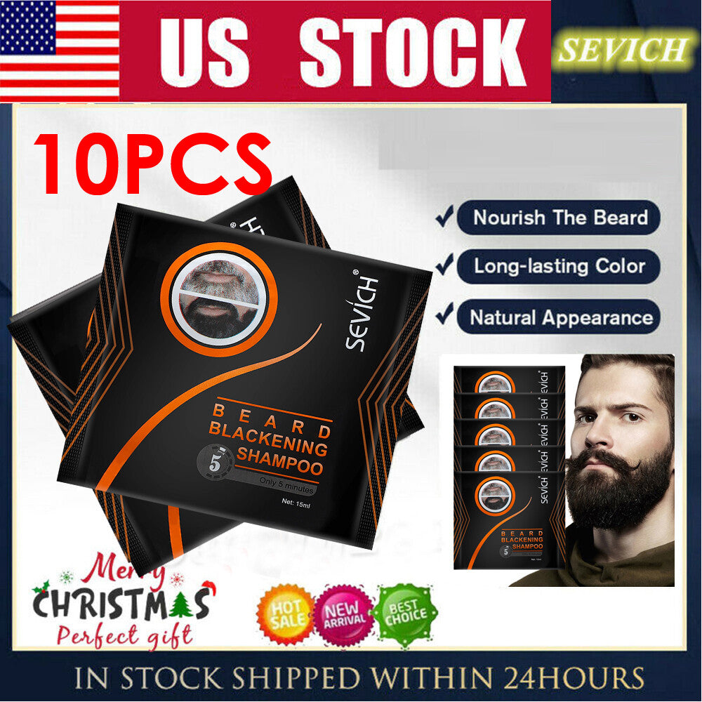 Beard Hair Color Dye Shampoo - Instant Black Darkening