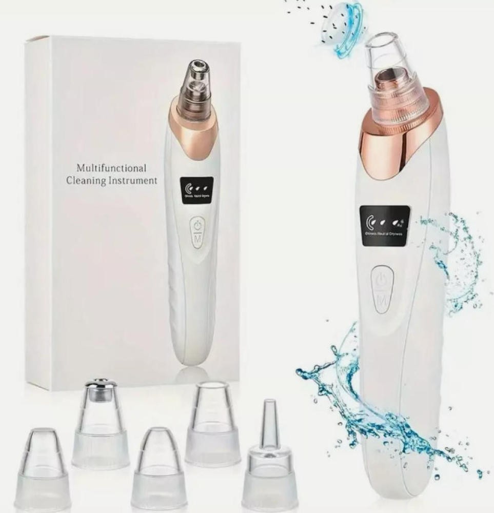Blackhead Remover Vacuum Pore Cleaner Facial Skin Care Device with 5 Suction Heads