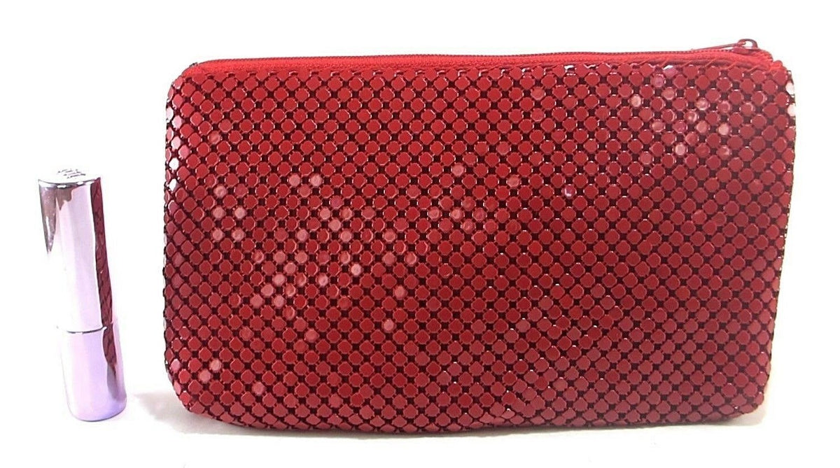 Metal Mesh Cosmetic Bag Travel Makeup Bag with Zipper - Multiple Colors