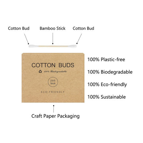Eco-Friendly Bamboo Cotton Swabs for Ear Care - 400 Count
