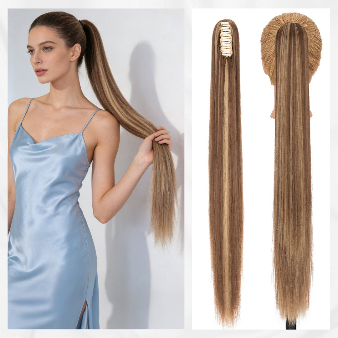 30-Inch Fluffy Ponytail Hair Extension with Claw Clip - Straight & Wave Styles