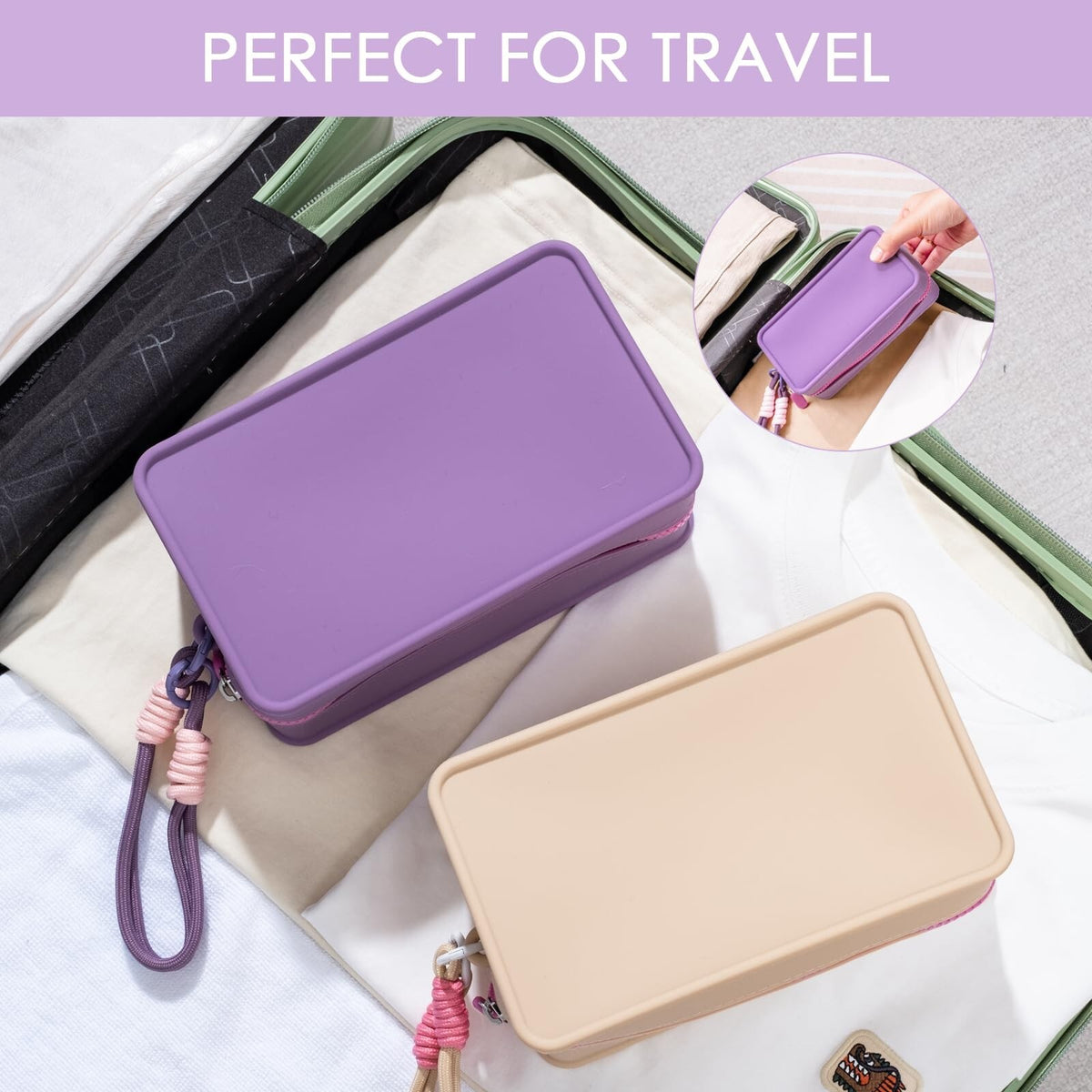 Large Silicone Travel Makeup Bag Waterproof Cosmetic Organizer