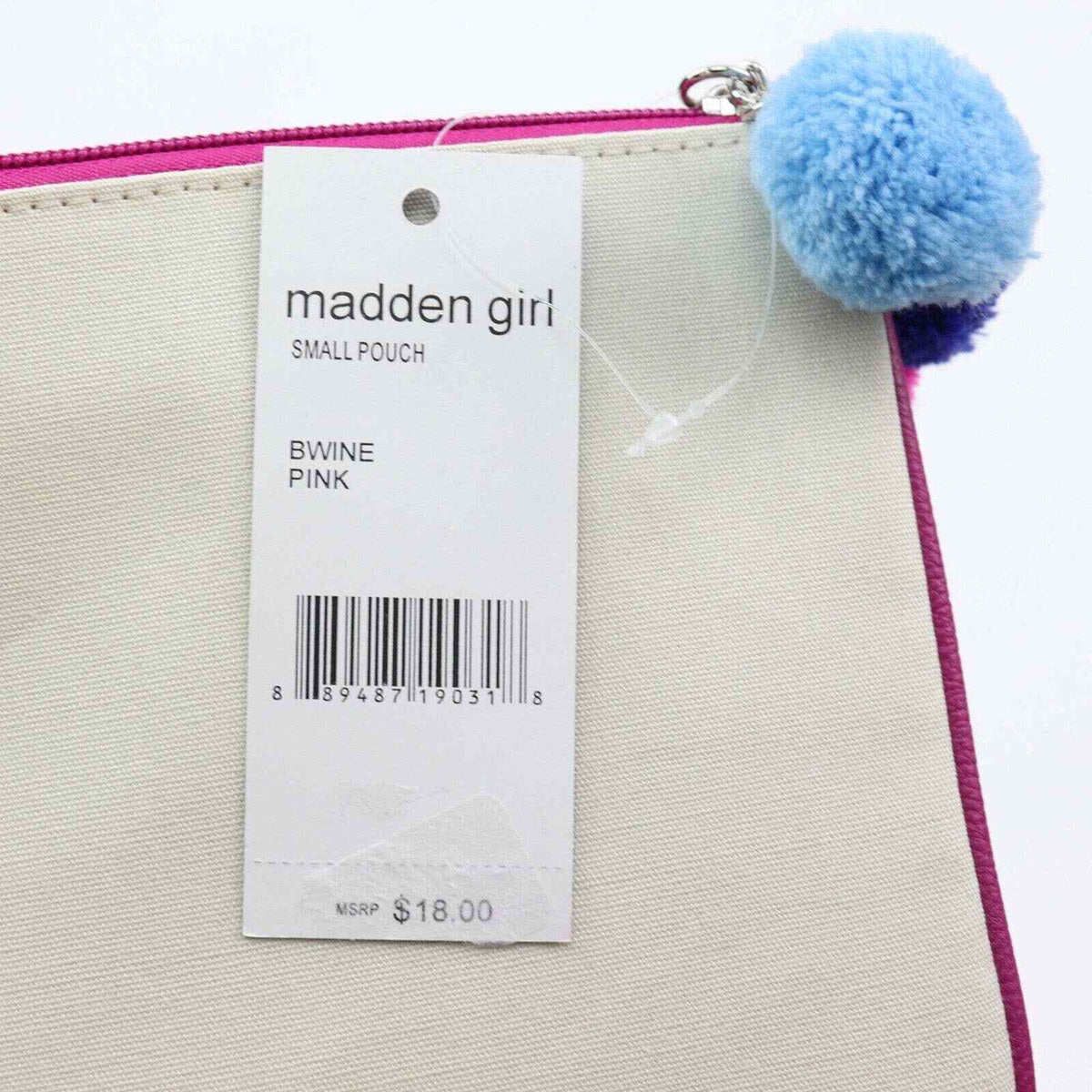 Small Cosmetic Pouch with Pink Glitter and Wine O'Clock Message - Steve Madden Girl