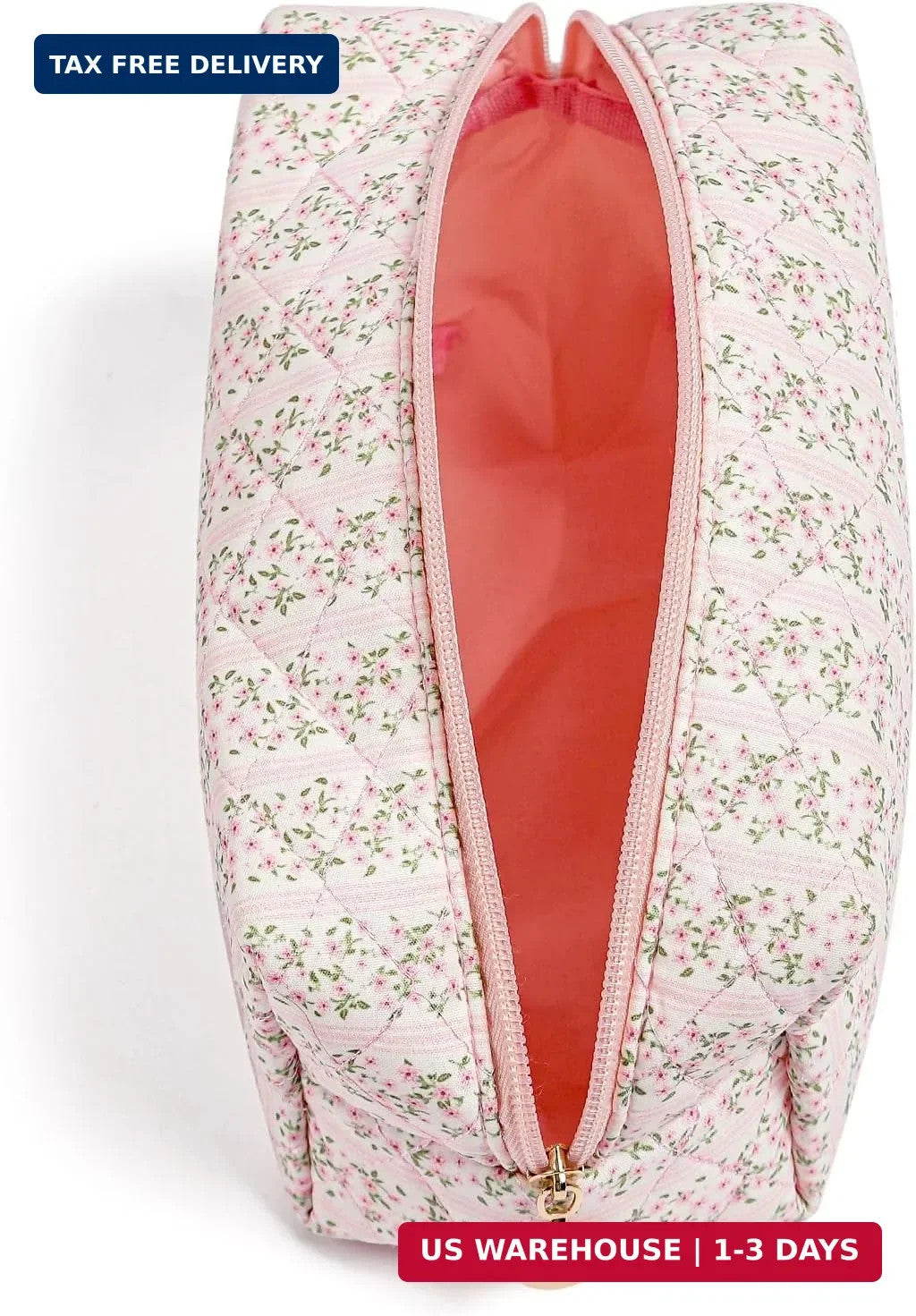 Travel Cosmetic Bag for Women Girls - Floral Zipper Makeup Organizer