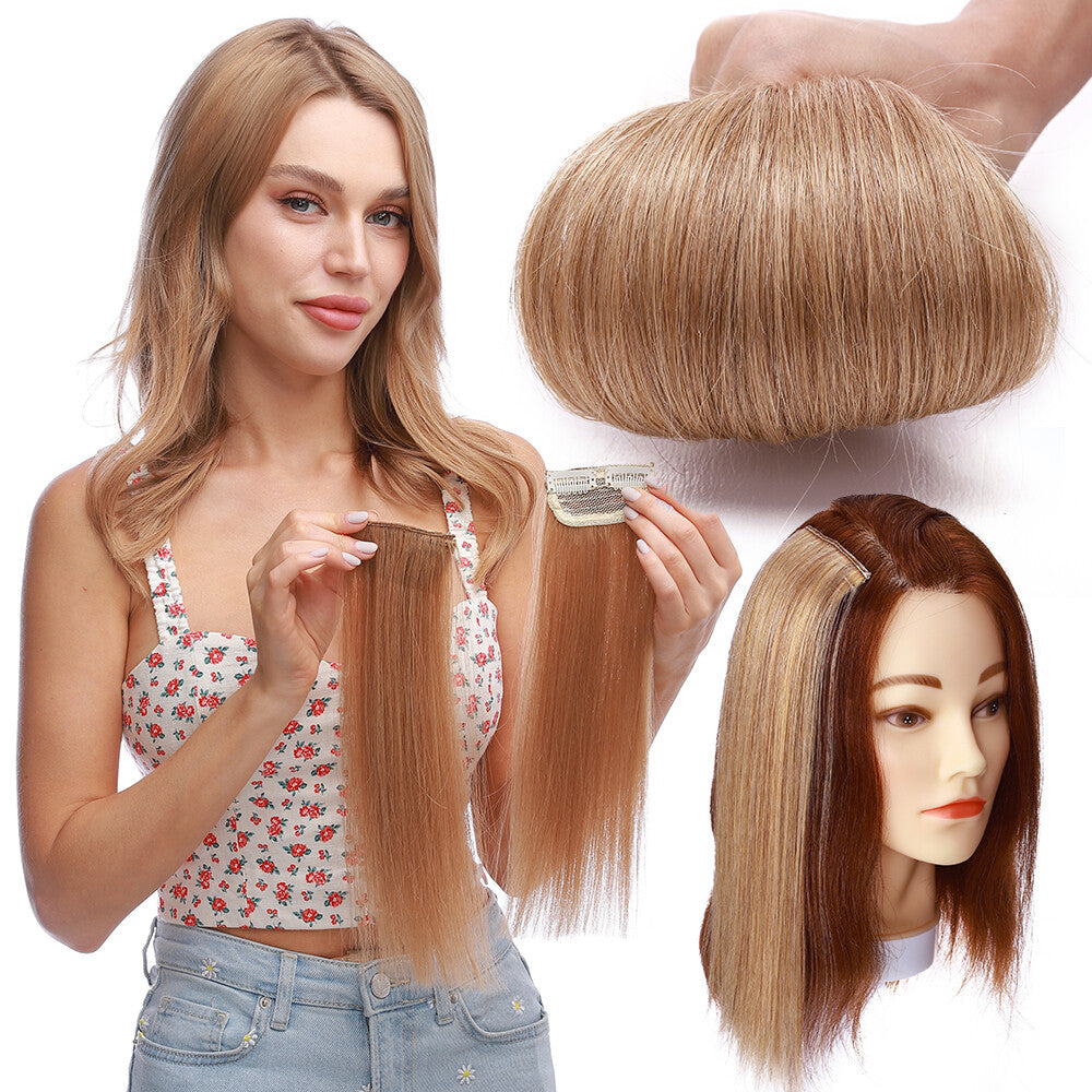Clip-In Hair Extensions Human Hair Remy Topper & Patch Hairpiece