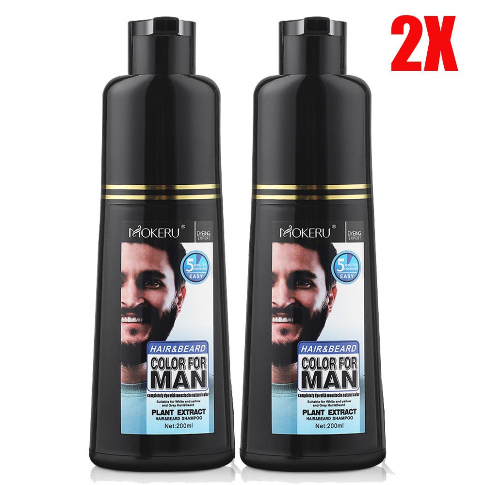 Beard Dye Shampoo Black Hair Color Coverage - Instant Darkening
