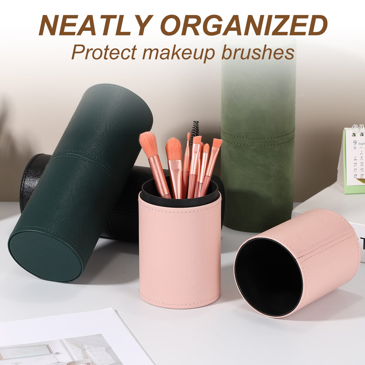 Green Portable Makeup Brush Holder Waterproof Travel Organizer