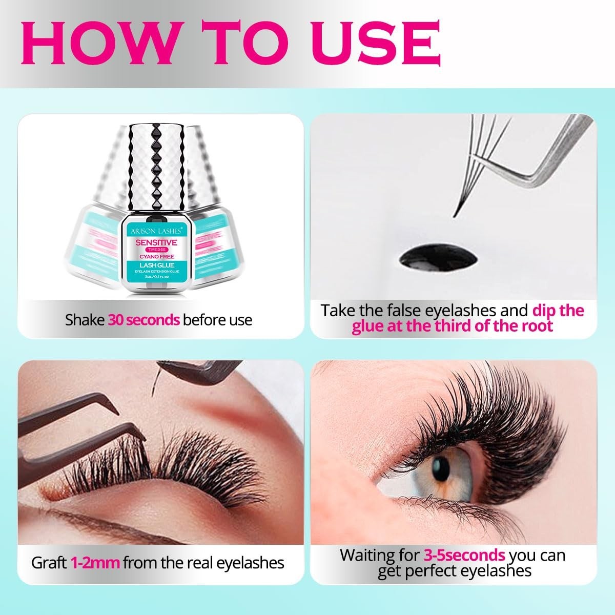 Sensitive Eyelash Extension Glue 3-4 Seconds Drying Time 5-6 Weeks Retention