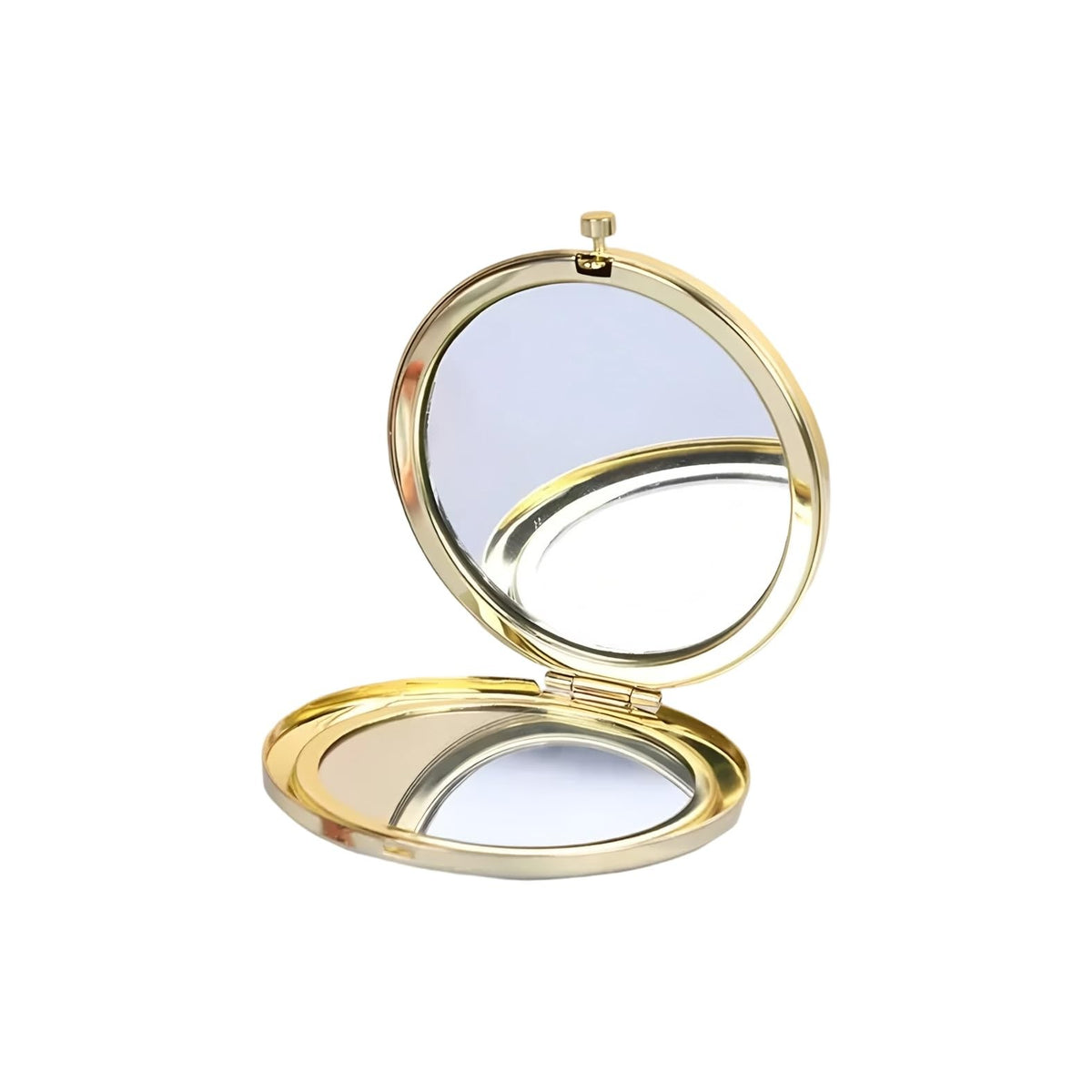 Double-Sided Compact Makeup Mirror - 2.7 x 3 Inches, Gold Travel Mirror